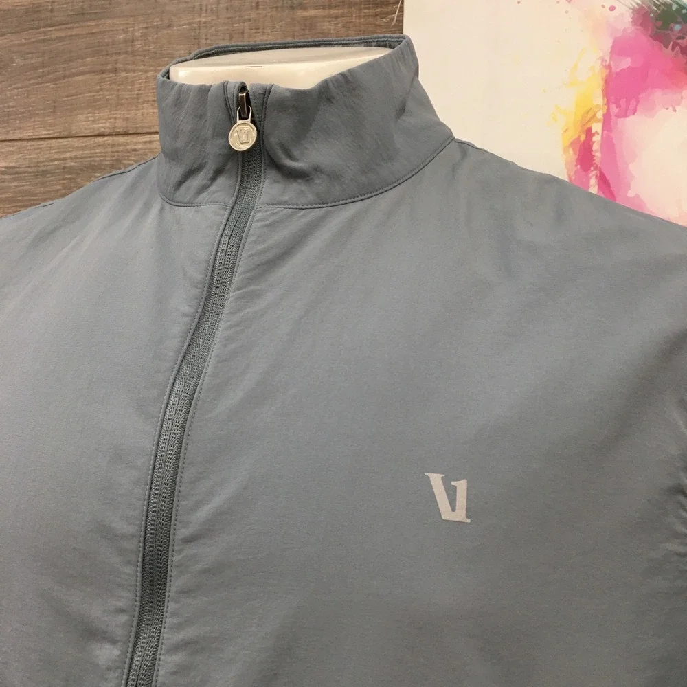 Vuori Mens XL Gray Performance Full Zip Training Jacket Mock Neck Activewear